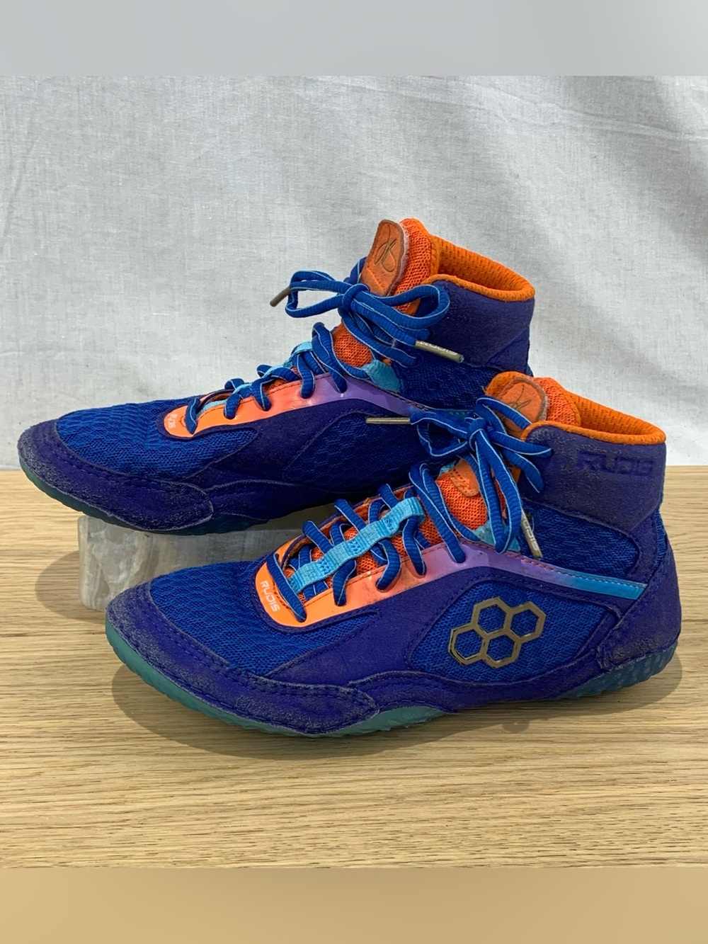 Rudis Jordan Burroughs Alpha 2.0 Wrestling Shoes Navy Blue Orange Men's Size 5